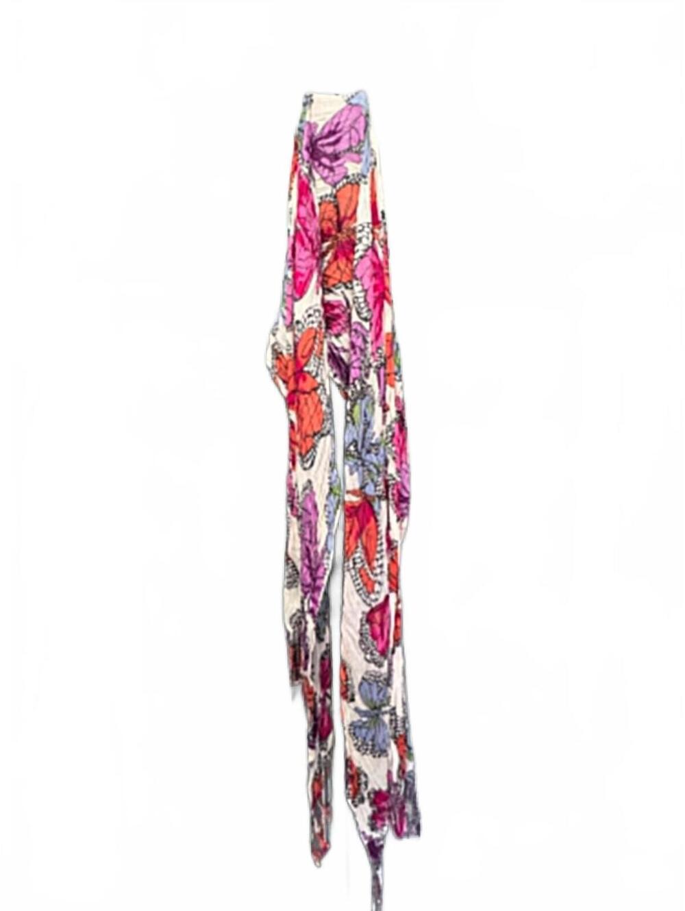 Lightweight Butterfly Print Scarf with Fringe